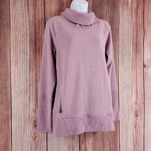 Lululemon Womens Size 10 High Lines Pullover Heathered Vintage Mauve Cowl Neck - Picture 3 of 15